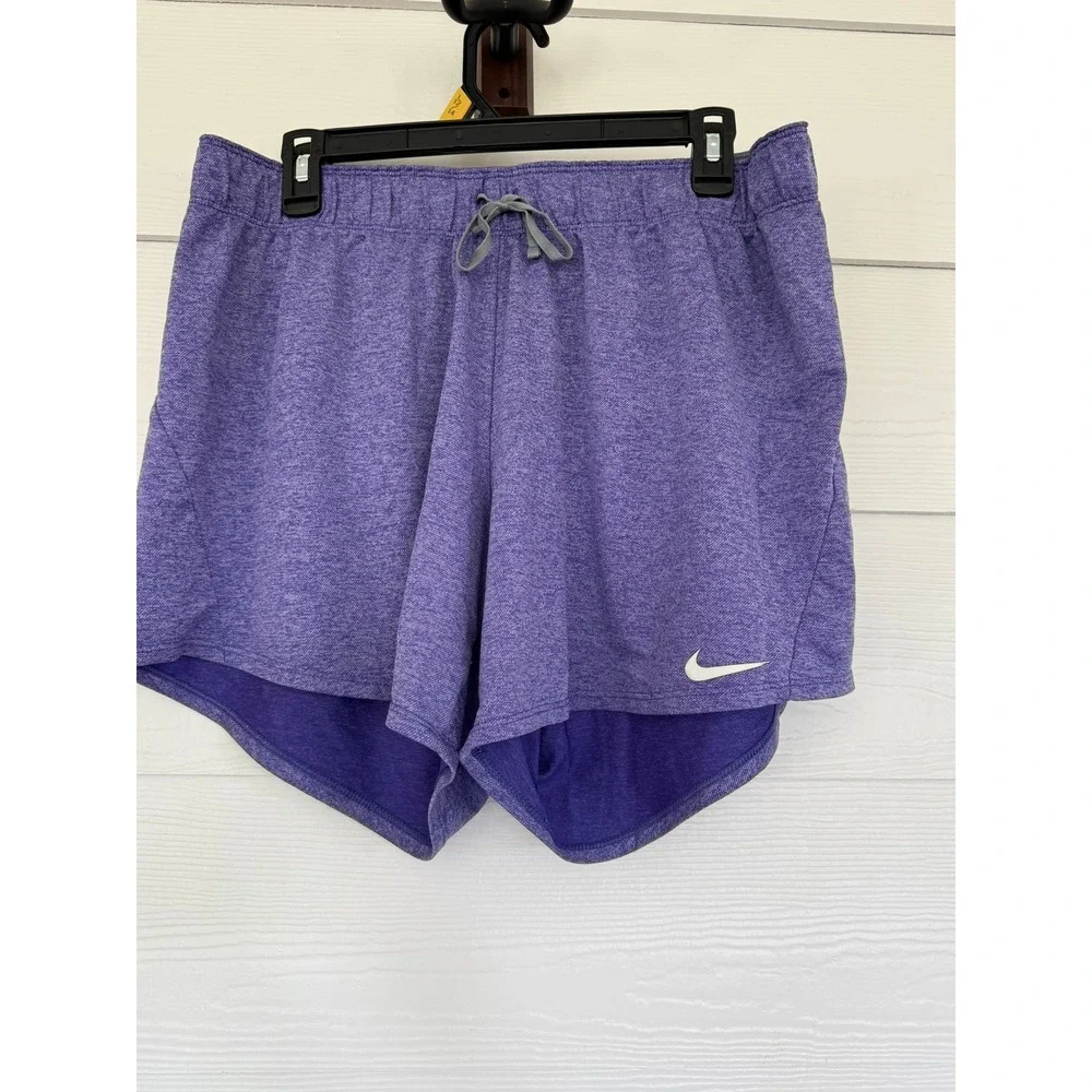 #A- 036- Nike Womens Purple Heathered Dri-FIT Training Shorts 918301-540 XL